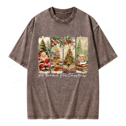 Pagewings All Booked for Christmas Unisex Washed T-shirt