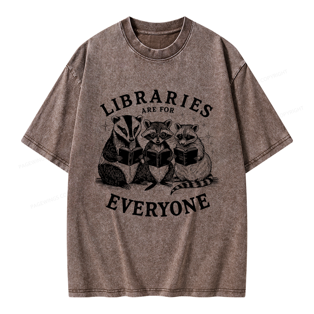Pagewings Libraries Are For Everyone Unisex Washed T-shirt