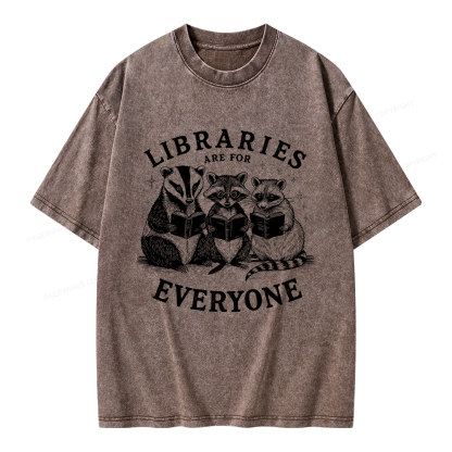 Pagewings Libraries Are For Everyone Unisex Washed T-shirt
