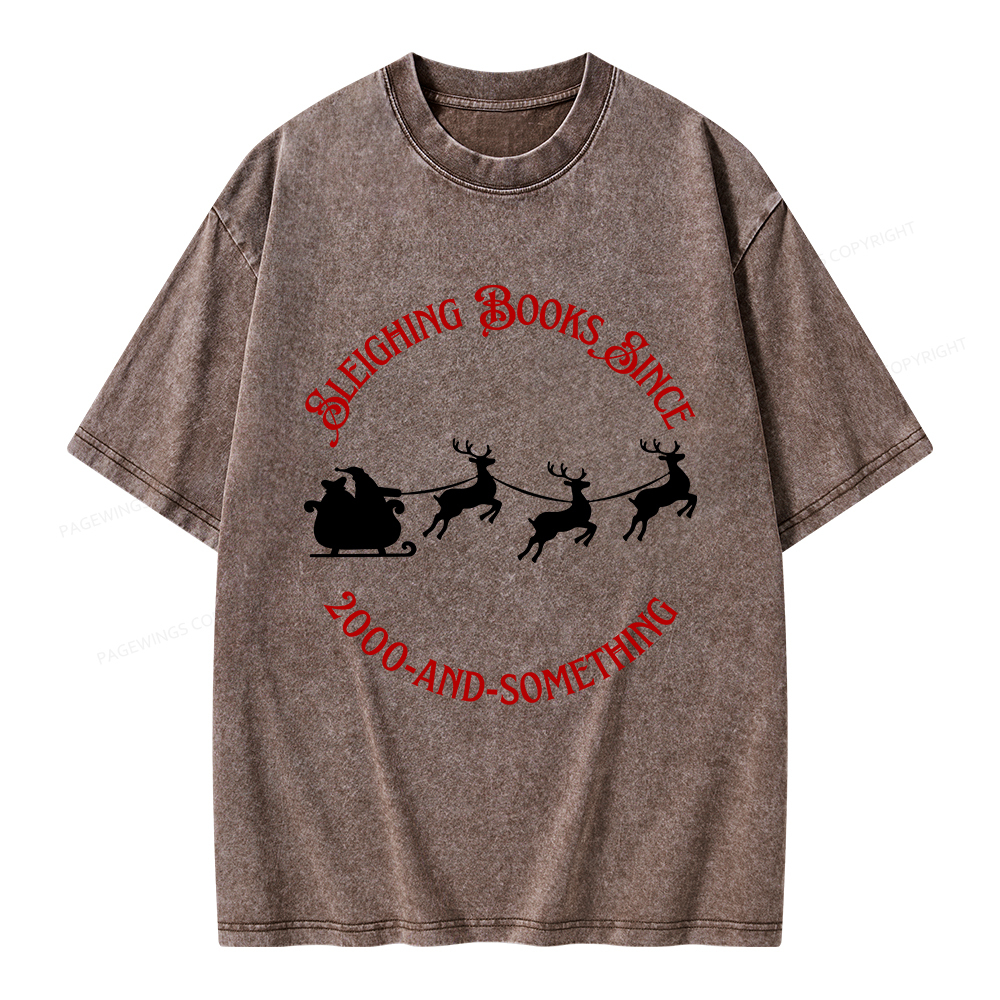 Pagewings Sleighing Books Since 2000-And-Something Unisex Washed T-shirt