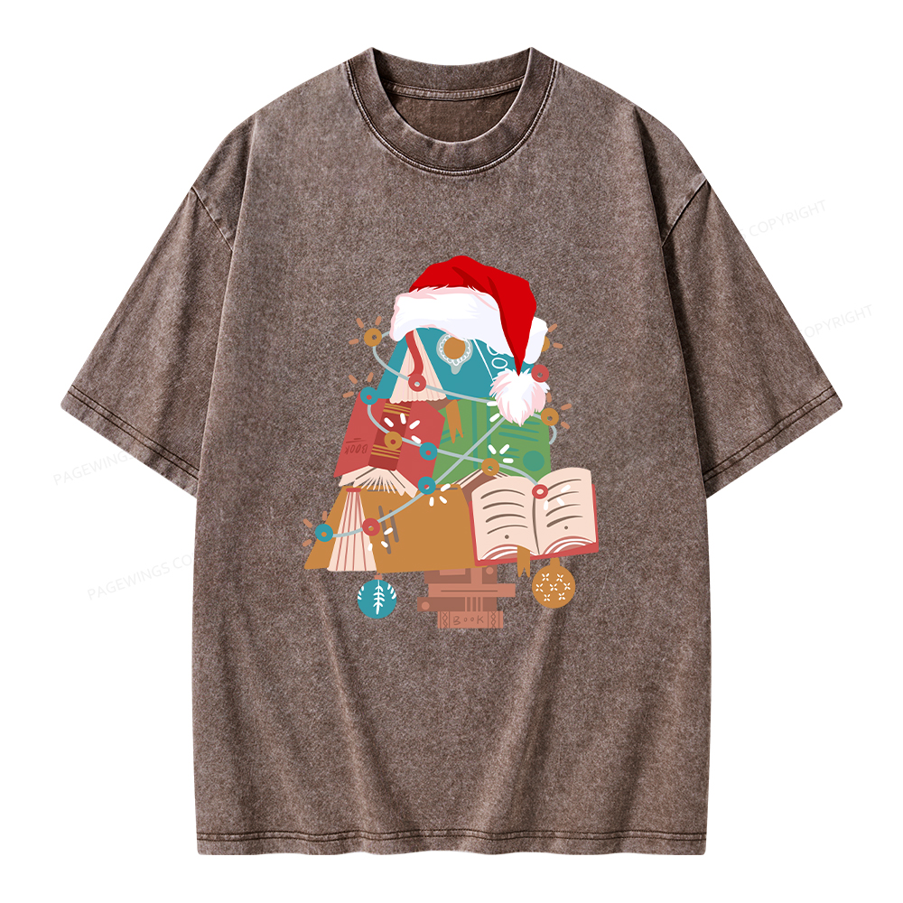 Pagewings Bookish Christmas Unisex Washed T-shirt