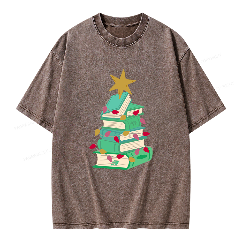 Pagewings Bookish Christmas Unisex Washed T-shirt