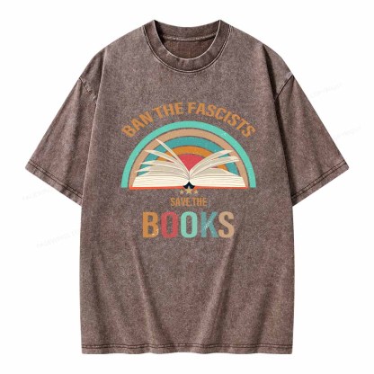 Pagewings Ban The Fascists Save The Books Unisex Washed T-shirt
