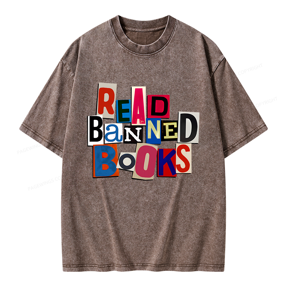 Pagewings Read Banned Books Unisex Washed T-shirt