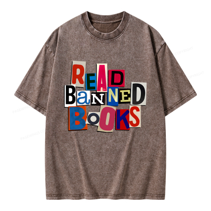 Pagewings Read Banned Books Unisex Washed T-shirt