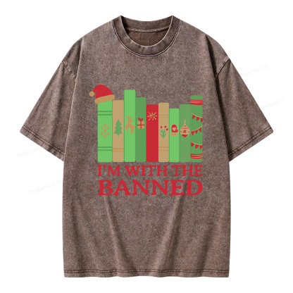 Pagewings I'm With The Banned Christmas Unisex Washed T-shirt