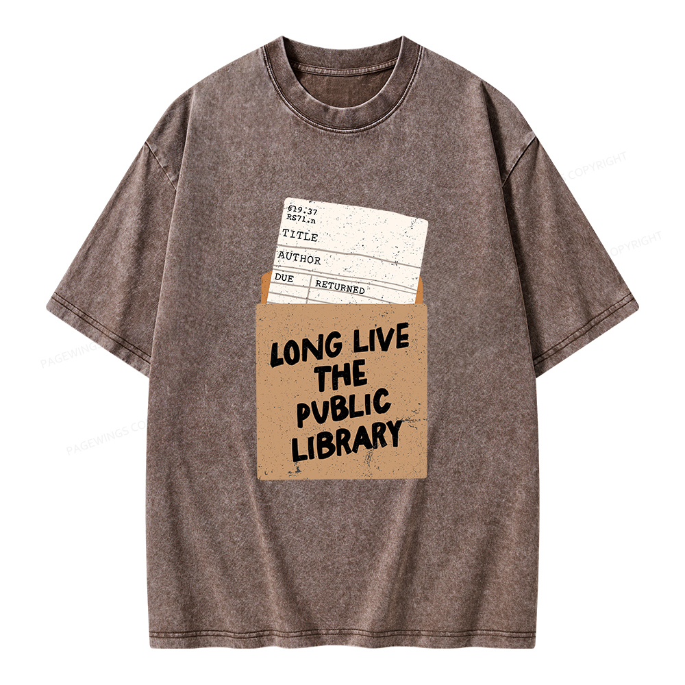 Pagewings Long Live The Public Library Unisex Washed T-shirt