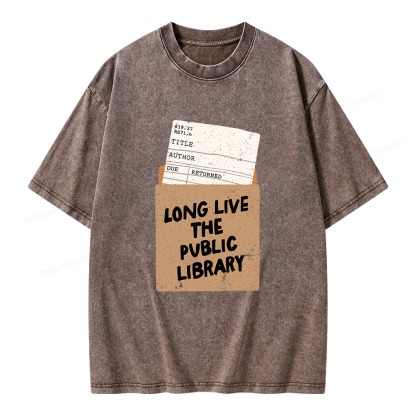 Pagewings Long Live The Public Library Unisex Washed T-shirt