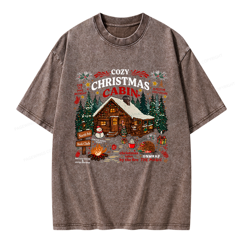 Pagewings Cozy Christmas Reading Unisex Washed T-shirt