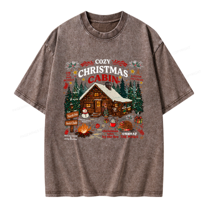 Pagewings Cozy Christmas Reading Unisex Washed T-shirt