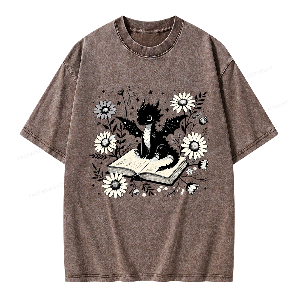 Pagewings Bookworm Dragon Unisex Washed T-shirt