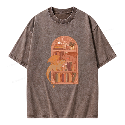 Pagewings Book Dragon Unisex Washed T-shirt