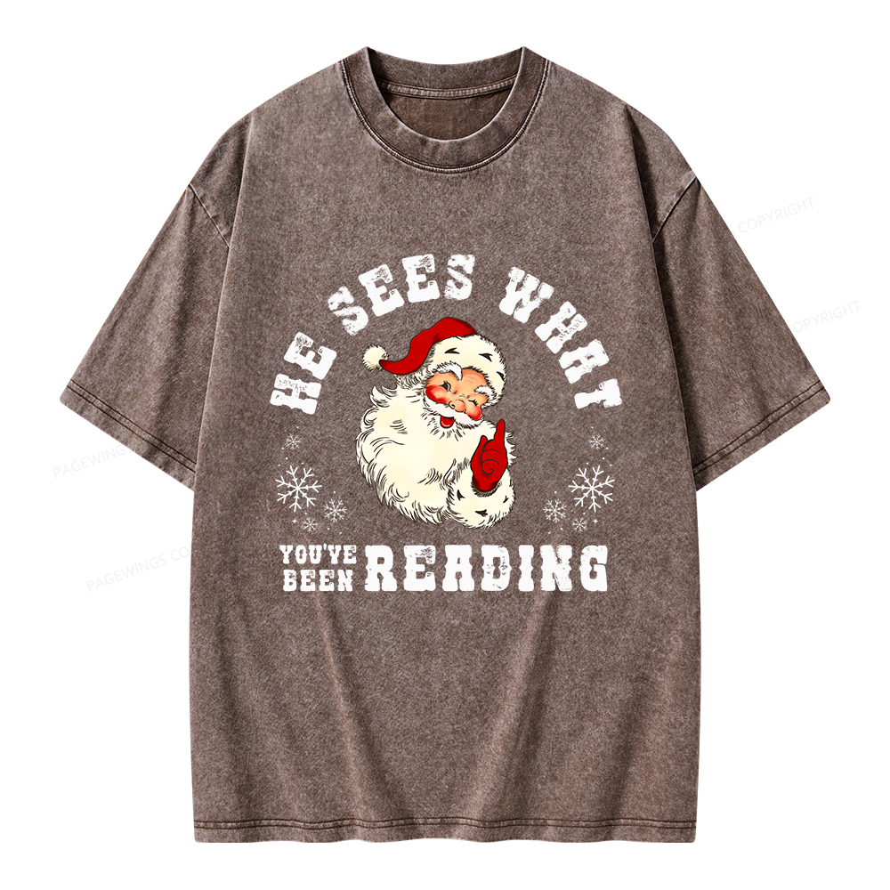 Pagewings He Sees What You've Been Reading Unisex Washed T-shirt