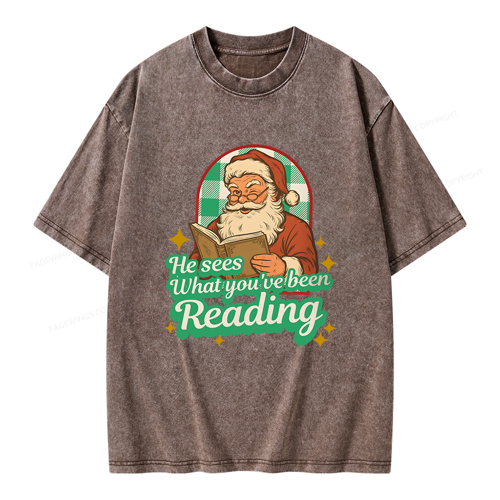 Pagewings He Sees What You've Been Reading Unisex Washed T-shirt