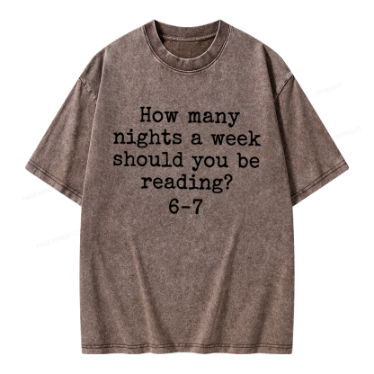 Pagewings How Many Nights A Week Should You Be Reading Unisex Washed T-shirt