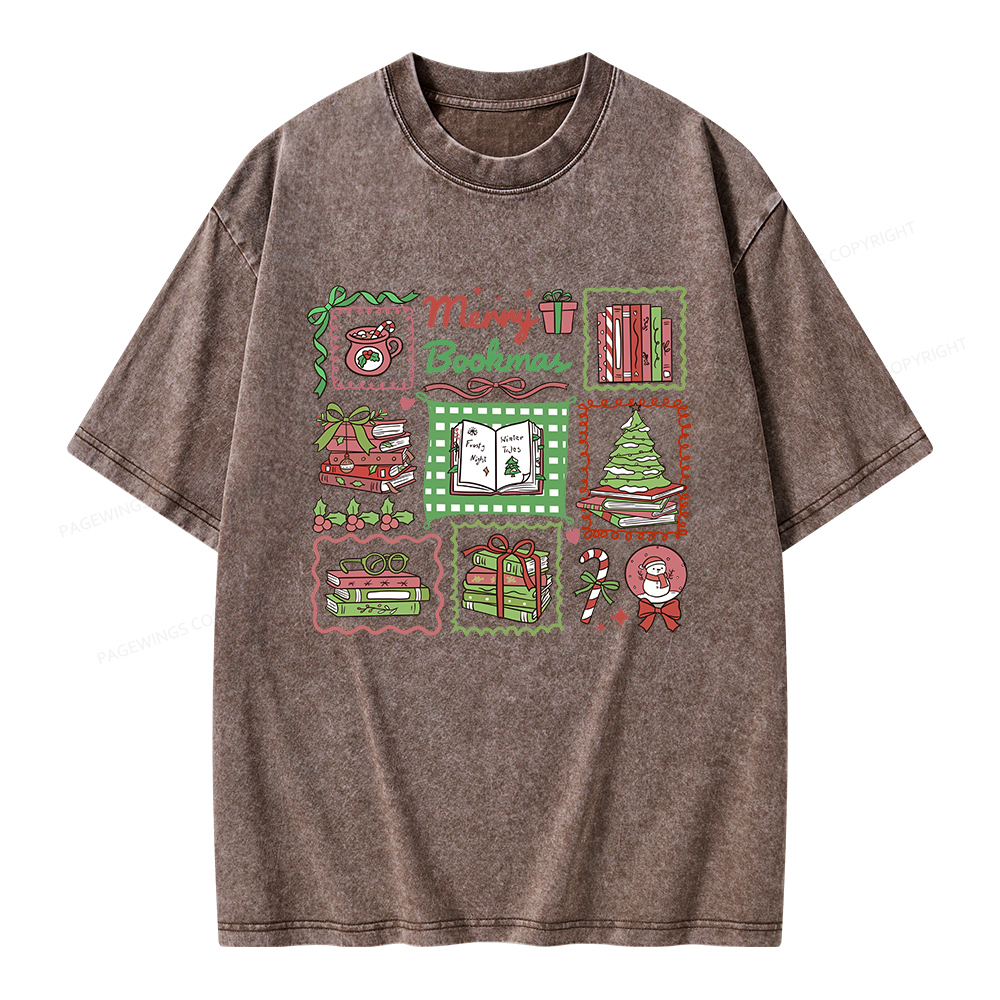 Pagewings Christmas Book Unisex Washed T-shirt