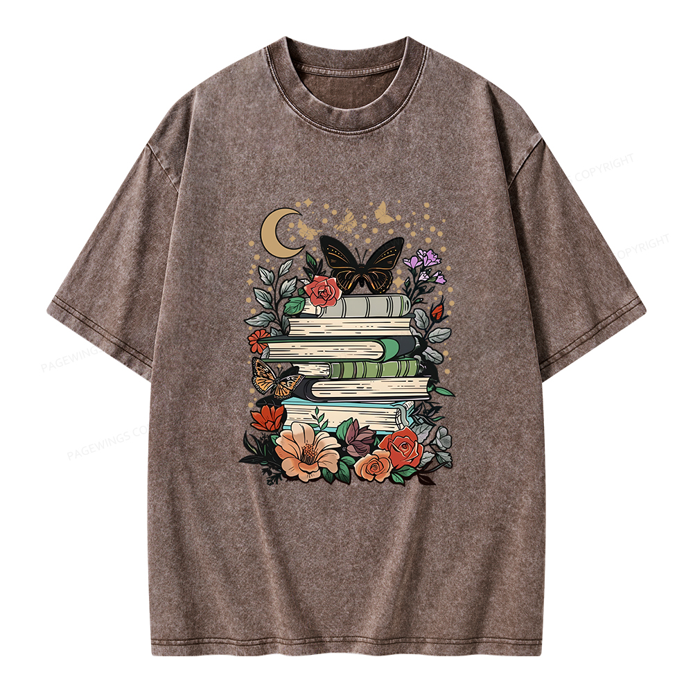 Pagewings Reading Books Stay Weird Unisex Washed T-shirt