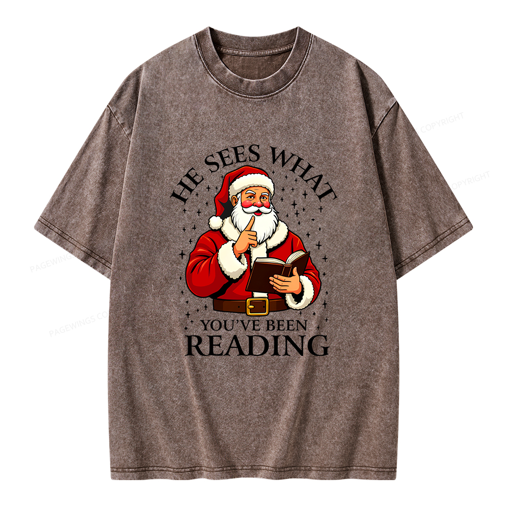 Pagewings He Sees What You've Been Reading Unisex Washed T-shirt