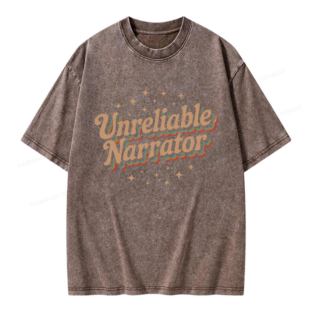 Pagewings Unreliable Narrator Unisex Washed T-shirt