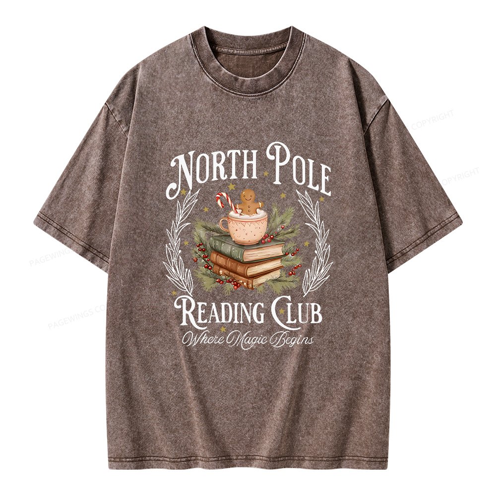 Pagewings North Pole Book Club Unisex Washed T-shirt