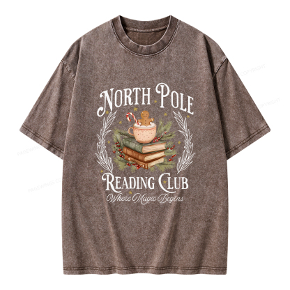 Pagewings North Pole Book Club Unisex Washed T-shirt