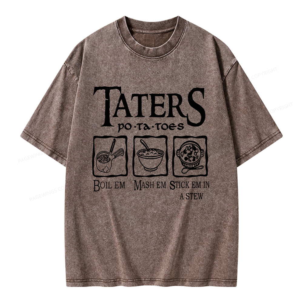 Pagewings Taters PoTaToes Unisex Washed T-shirt