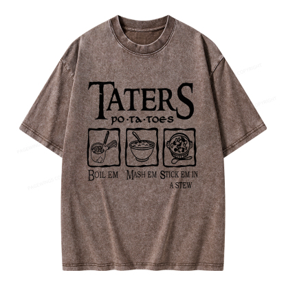 Pagewings Taters PoTaToes Unisex Washed T-shirt