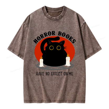 Pagewings Horror Books Have No Effect On Me Unisex Washed T-shirt