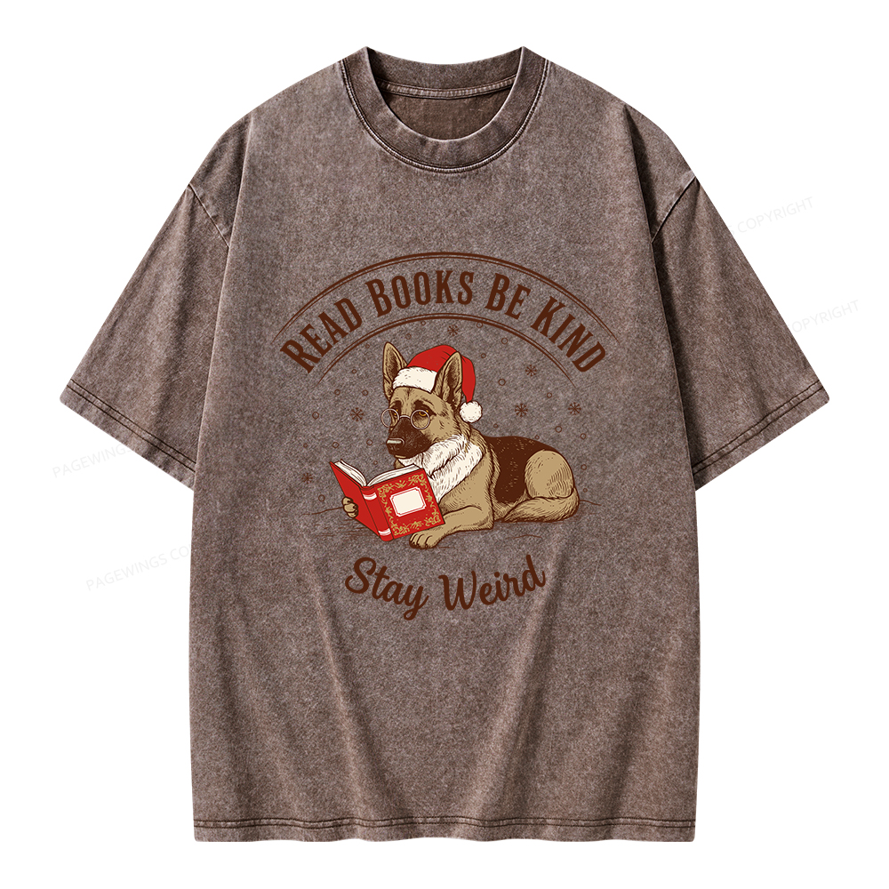 Pagewings Read Books Be Kind Stay Weird Unisex Washed T-shirt