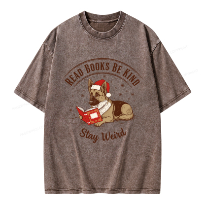 Pagewings Read Books Be Kind Stay Weird Unisex Washed T-shirt