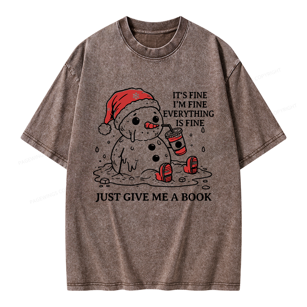 Pagewings Just Give Me A Book Unisex Washed T-shirt