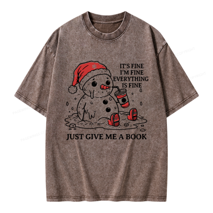 Pagewings Just Give Me A Book Unisex Washed T-shirt