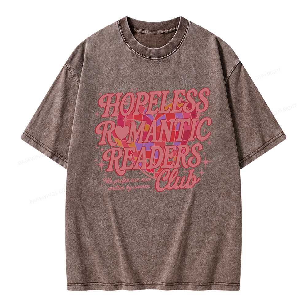 Pagewings Hopeless Romantic Readers Club Unisex Washed T-shirt