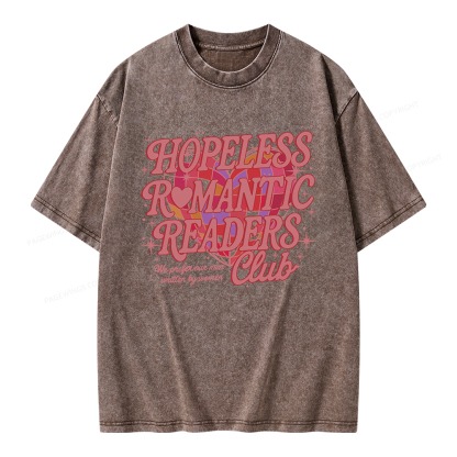 Pagewings Hopeless Romantic Readers Club Unisex Washed T-shirt
