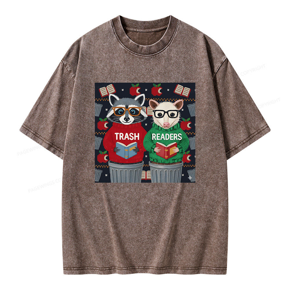 Pagewings Funny Book Lover Unisex Washed T-shirt