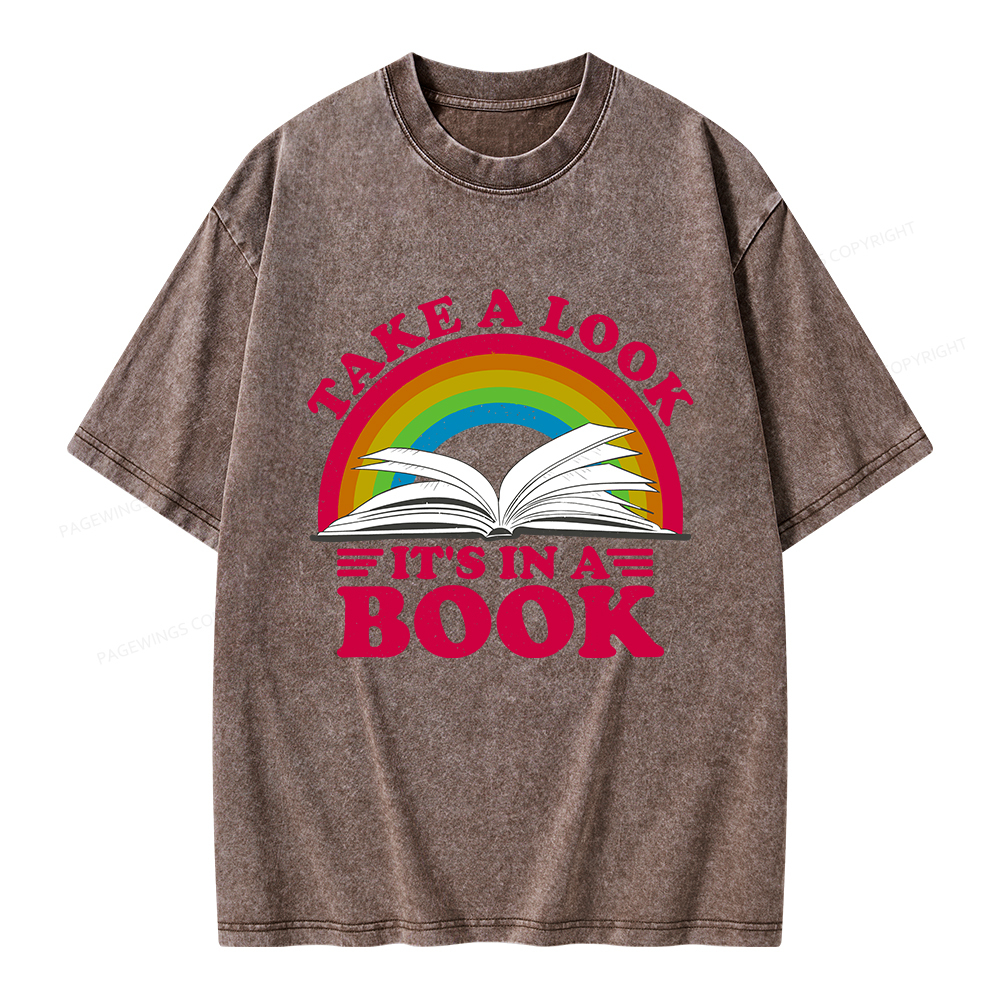 Pagewings Take a Look It's in a Book Unisex Washed T-shirt