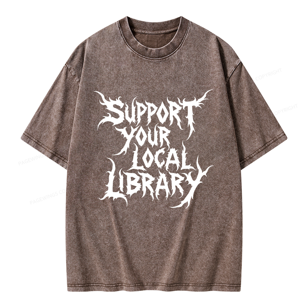 Pagewings Support Your Local Library Unisex Washed T-shirt