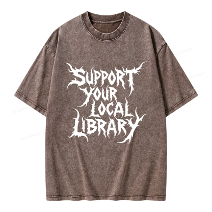 Pagewings Support Your Local Library Unisex Washed T-shirt