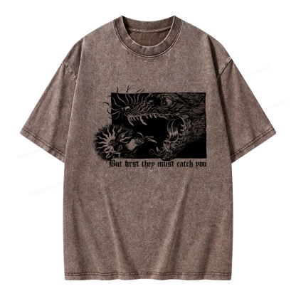 Pagewings But First They Must Catch You Unisex Washed T-shirt