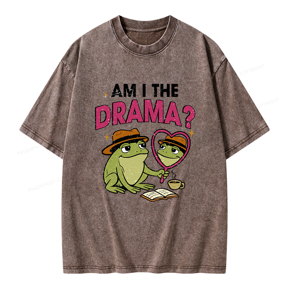 Pagewings Am I The Drama Unisex Washed T-shirt