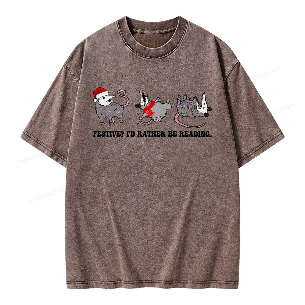 Pagewings I'd Rather Be Reading Unisex Washed T-shirt