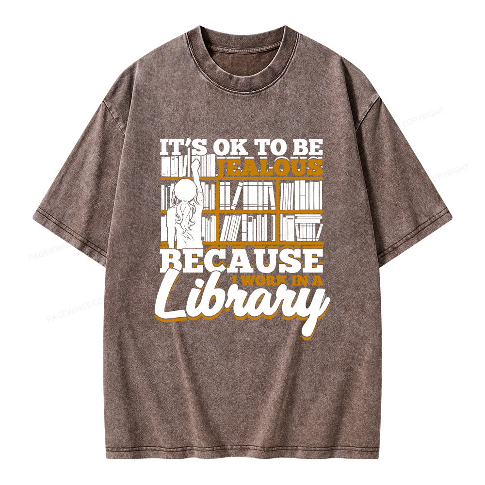 Pagewings Because I Work In A Library Unisex Washed T-shirt