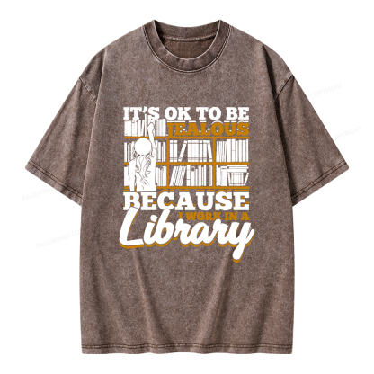 Pagewings Because I Work In A Library Unisex Washed T-shirt