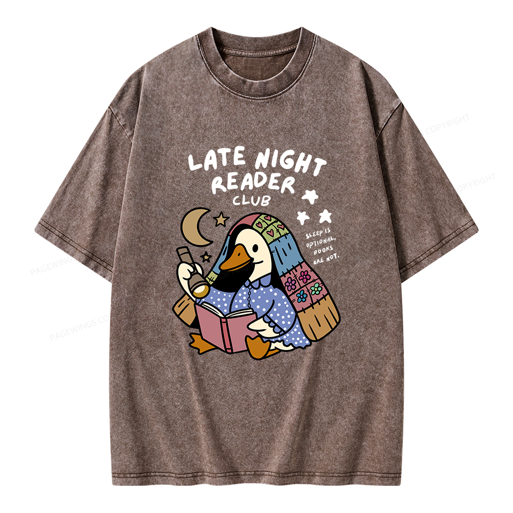 Pagewings Late Night Reader Club Unisex Washed T-shirt