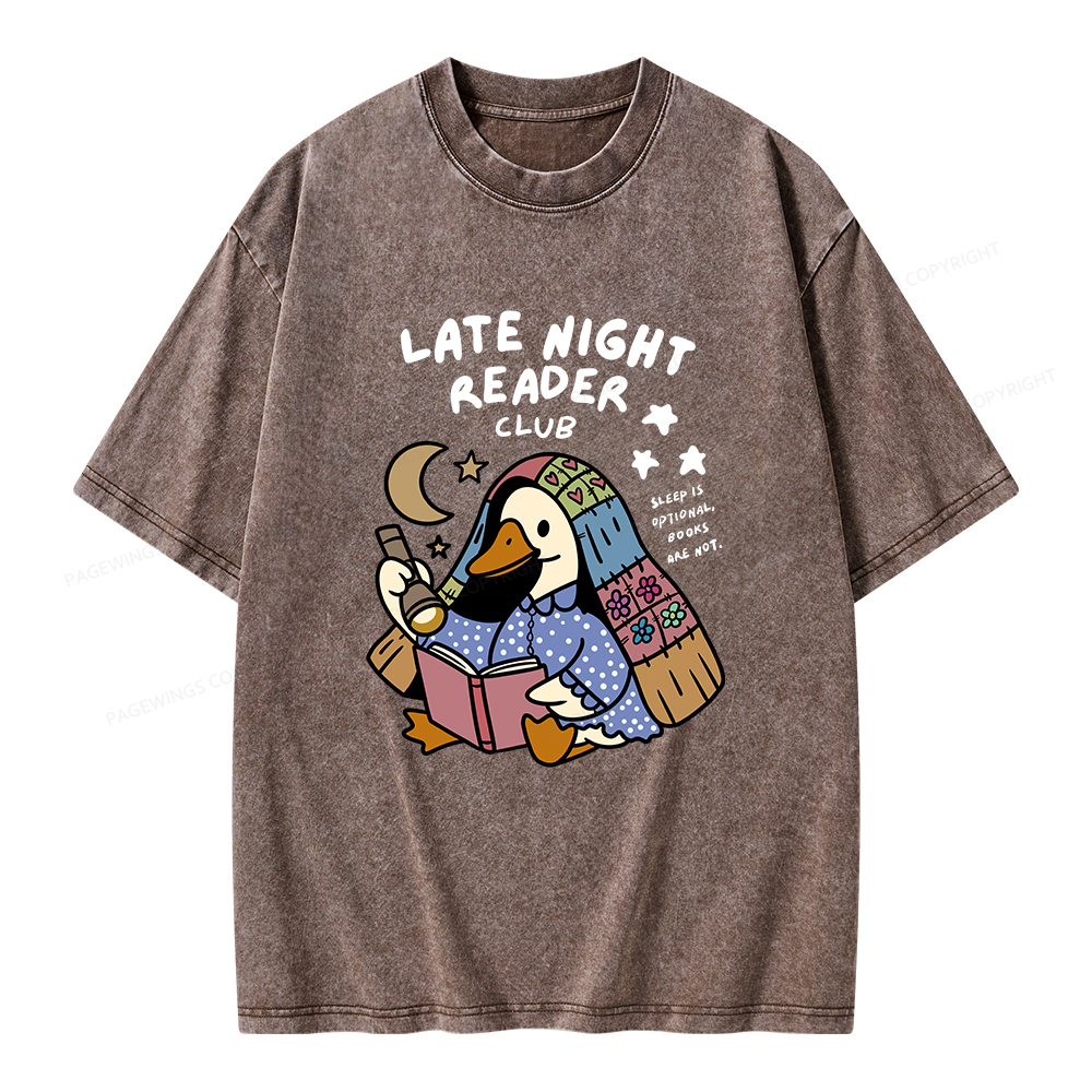 Pagewings Late Night Reader Club Unisex Washed T-shirt
