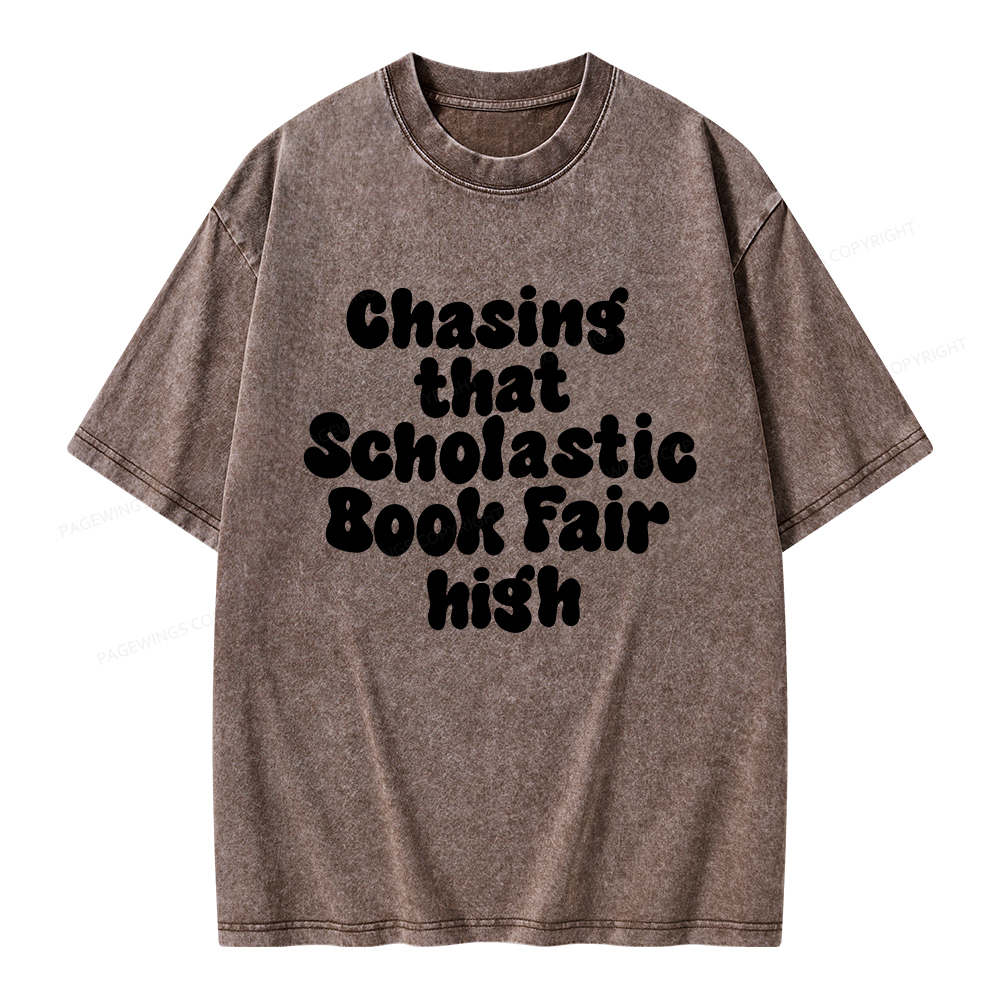 Pagewings Chasing That Scholastic Book Fair High Unisex Washed T-shirt
