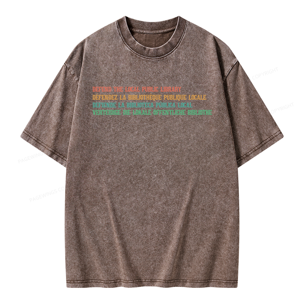 Pagewings Defend the Local Public Library Unisex Washed T-shirt