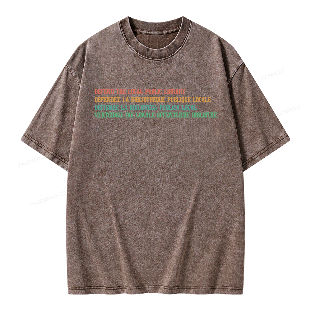 Pagewings Defend the Local Public Library Unisex Washed T-shirt