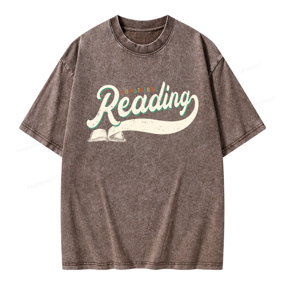 Pagewings I’d Rather Be Reading Unisex Washed T-shirt