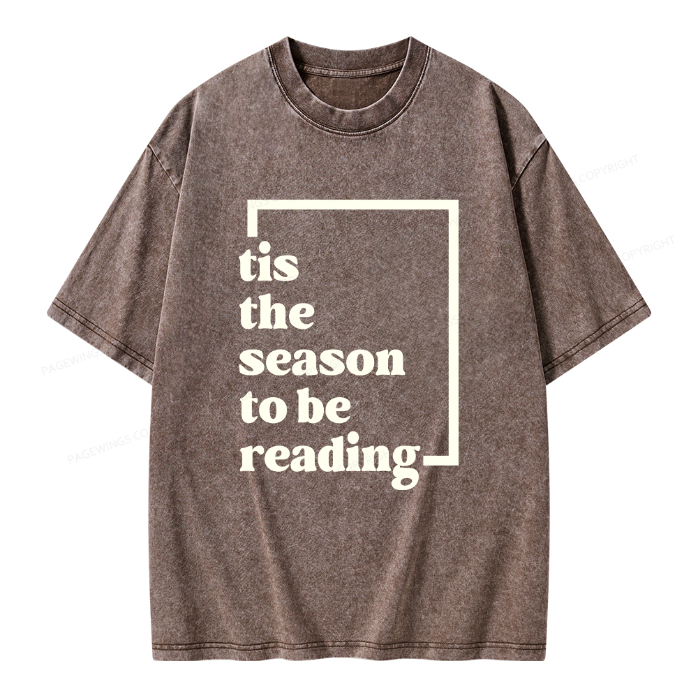 Pagewings Tis the season to be Reading Unisex Washed T-shirt